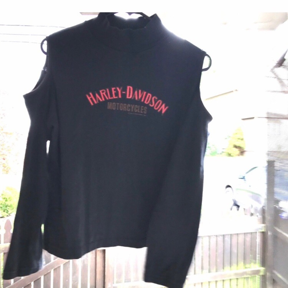 Vintage Harley Davidson black low turtle neck Tshirt long sleeved - Picture 2 of 13